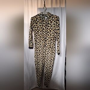 Just Be Leopard Print Fleece Onesie/ Costume Has Hood